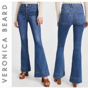 Veronica Beard Sheridan High-Rise Exaggerated Flare Jeans 24 Faded